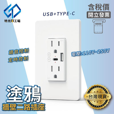 牆壁插座 【 USB+Type-C 】 插座面板 充電壁插 扁角插座 110V USB 牆壁面板 USB插座