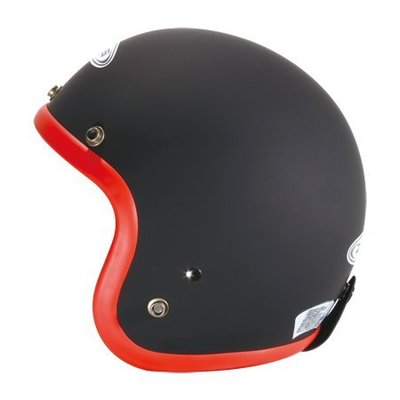 ZEUS (瑞獅) 半罩3/4復古帽 ZS-383 消光黑-紅條 半罩式安全帽 內襯全可拆洗 !!免運費!!