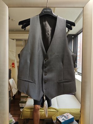 ARMANI COLLEZIONI全新真品葡萄牙製羊毛毛海混紡灰色西裝背心(52號)-----1.8折出清(不議價商品)