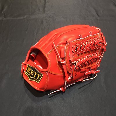 棒球世界全新20年ZETT日本皮硬式棒壘手套特價紅色內網12.5吋