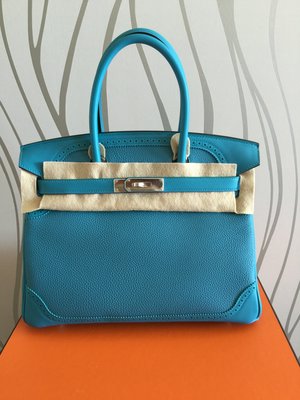 HERMES BIRKIN30 柏金包 Ghillies 銀扣 AH TURQUOISE 現貨在台