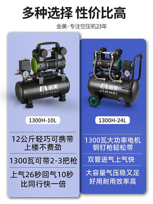 充氣泵 220V小型迷你無油靜音空壓機木工噴漆打氣泵便攜式氣泵空氣壓縮機