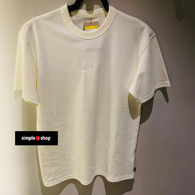 【Simple Shop】NIKE 重磅 運動短袖 刺繡 LOGO 寬鬆版型 短袖 素T 奶油色 DO7393-133