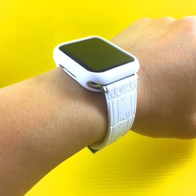 錶帶 + 保護殼 Apple Watch 4代 白色 矽膠錶帶 壓竹節紋 TPU軟性保護殼 44mm
