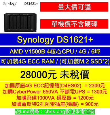 【單機價】Synology DS1621+