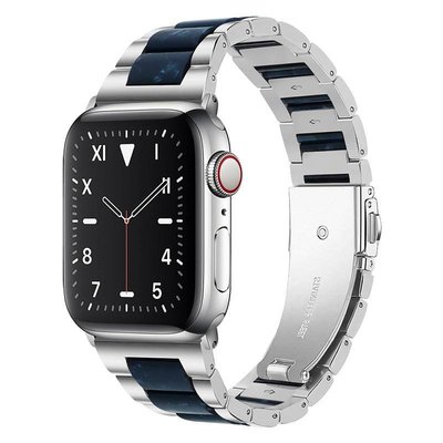 不鏽鋼拼樹脂錶帶 適用蘋果手錶女生男生 Apple Watch 7代表帶 41mm 45mm 44mm 男表女表