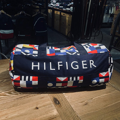 美國百分百【全新真品】 Tommy Hilfiger 旅行袋 TH 圓筒包 運動包 側背包 logo 男 女 AE67