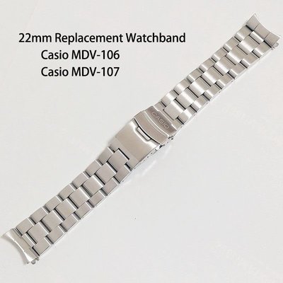Img 不銹鋼錶帶適用於卡西歐 MDV-107 MDV-106 金屬腕帶 22 毫米卡西歐替換錶帶