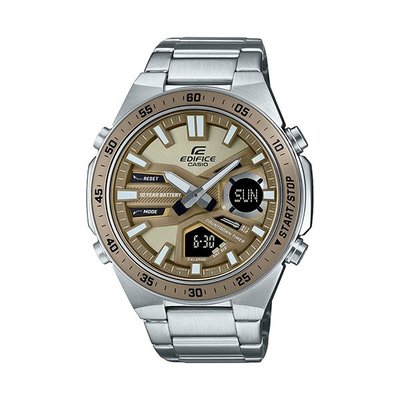 全新CASIO卡西歐 EDIFICE 十年電力 雙顯示時尚腕錶系列 紳士棕 EFV-C110D-5A 歡迎詢問