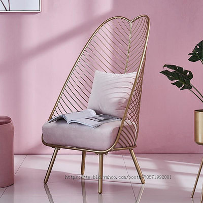 滿意傢私北歐新款網紅沙發ins網紅款小沙發 單人粉色沙發椅 北歐創意歐式現代簡約美容會所