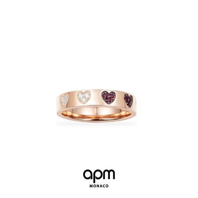 【帶盒子】 APM Monaco愛心戒指玫瑰金色簡約時尚前衛戒指設計感