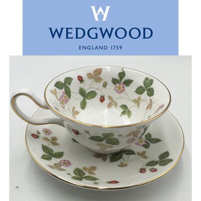 【皮老闆二店】 二手真品 WEDGWOOD  野莓草莓系列  咖啡杯組 英式下午茶杯組 英國瓷器 黃222