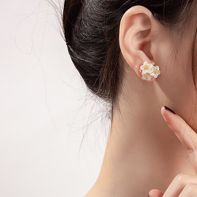 SWEET COVE~貝殼花朵耳環2021年新款潮氣質高級感輕奢耳釘女法式夏季大氣耳飾
