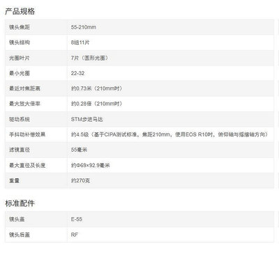 相機鏡頭佳能 RF-S 55-210mm F5-7.1 IS STM微單R50鏡頭半畫幅RF-S55-210單反鏡頭