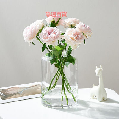 精品北歐花瓶玻璃透明水培鮮花玫瑰水養插花擺件簡約現代客廳餐桌裝飾