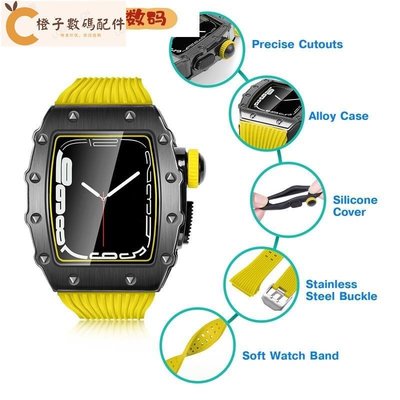 RM經典手錶改裝套裝 適用蘋果手錶 Apple Watch 40/41mm 44/45mm 矽膠錶帶 男生錶帶[橙子數碼配件]