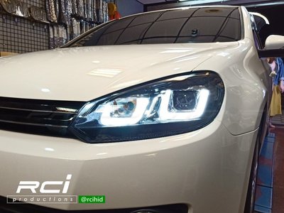 RC HID LED專賣店 VW GOLF 6代 U型日行燈 遠近魚眼大燈組 含馬達 SONAR