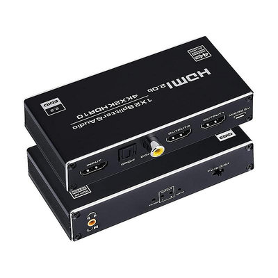 【易控王】4K 1x2 一進二出HDMI分配器 音訊分離器(3.5mm+SPDIF+Coaxial) 50-507-12