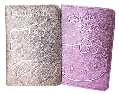 【卡漫迷】 特價 Hello Kitty 閃亮 護照套 二款選一 ㊣版 壓紋 證件套 卡片 收納 凱蒂貓 合成皮 仿皮革