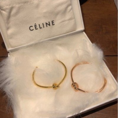 【二手正品】 Celine Knot 扭結手環 M金色 全新