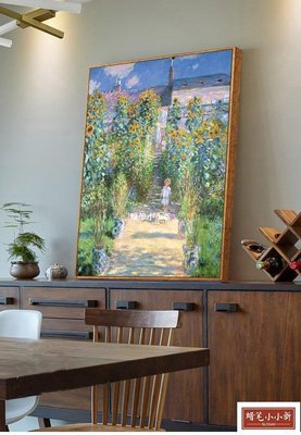 維尼特的莫奈花園 莫奈 歐式風景掛畫餐廳無框畫臥室墻畫客廳壁畫（選項不同價格不同）-雜貨
