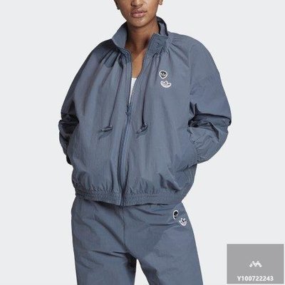 【Fashion™潮牌購】Adidas 愛迪達 藍色外套 薄外套 寬鬆外套 女裝 FU3775 風衣外套