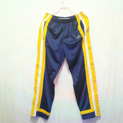 Adidas 運動褲 運動長褲 長褲 熱身褲 藍紫 黃 排扣 極稀有 老品 復古 古著 vintage