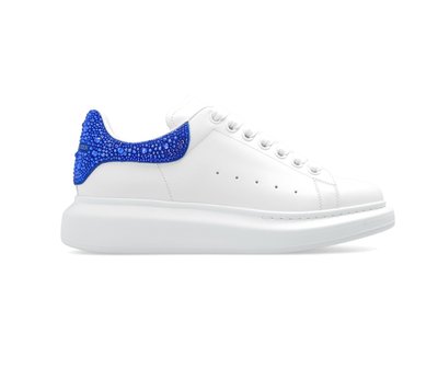 [全新真品代購-F/W23 新品!] Alexander McQueen 藍色水鑽後尾 白鞋 / 休閒運動鞋 (麥昆)