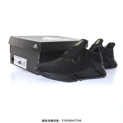 adidas AlphaBOUNCE M Leather“全黑武士”百搭套腳經典慢跑鞋男鞋[飛凡男鞋]