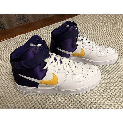 Nike Air Force 1 High NBA Lakers 紫金 湖人 高幫 籃球 BQ4591-101慢跑鞋【ADIDAS x NIKE】