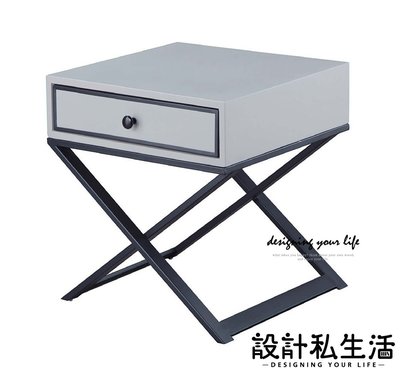 【設計私生活】依蕾特1.6尺淺灰色床頭櫃、小茶几-黑腳(部份地區免運費)174A