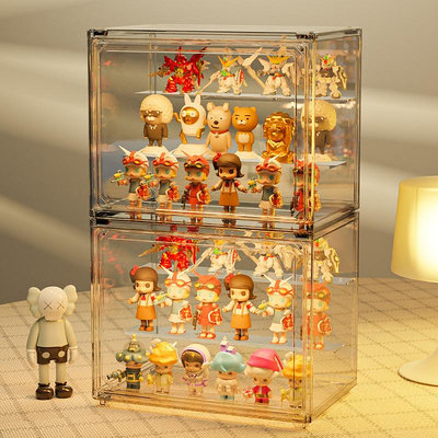 盲盒收納展示架泡泡瑪特亞克力盒模型手辦框積木娃娃透明盒子柜墻