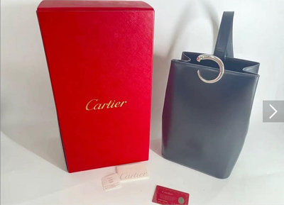 已售 Cartier vintage 豹頭牛皮肩揹/斜揹/手提包