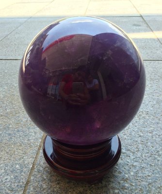 光工水晶阿賽斯特萊  純天然紫水晶球 14.2cm 擺件紫色火焰 梅爾卡巴揚升千層金字塔冥想開發松果體第三眼