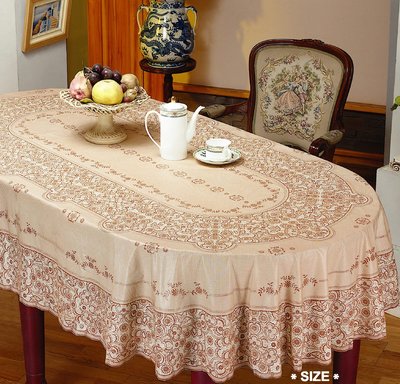 *桌巾工坊* 150 x 225 cm 橢圓 塑膠桌巾 (共 2 色)