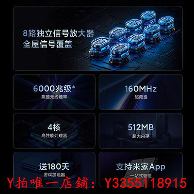 路由器小米Redmi路由器AX6000千兆端口wifi6家用高速5G穿墻王紅米雙頻寬帶增強大戶型游戲穿墻王 2798網路