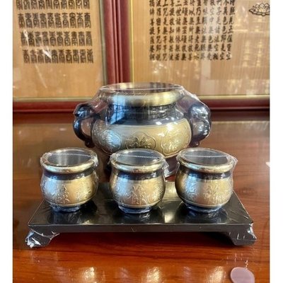 3寸8雙色福祿壽祖爐+祖先杯+案桌一組/銅製