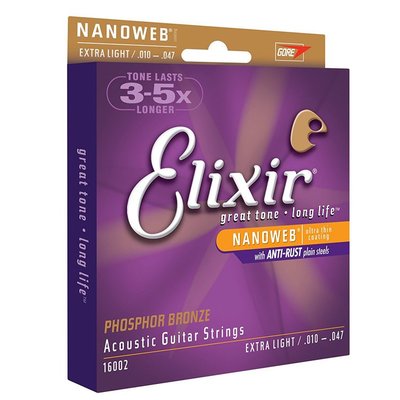 【旅行吉他專門店】Elixir 16002 民謠吉他弦 10~47 NANOWEB 原廠公司貨 Extra Light