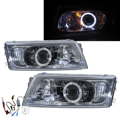 卡嗶車燈 適用於 Mitsubishi 三菱 Lancer 98-01 光導LED光圈HID魚眼 V2 大燈 電鍍