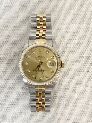 《和鑫名錶珠寶》  ROLEX 勞力士  16233  原裝金色十鑽包檯面盤  半金 男錶 經典錶款