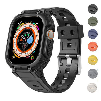 適用apple watch Ultra蘋果iwatch8錶帶新款一體鎧甲TPU蘋果錶帶