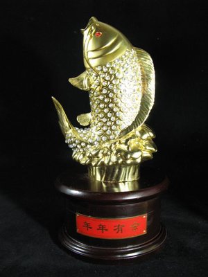 [銀九藝] 早期銅器銅雕 魚躍龍門 亮鑽鎏金銅 吉祥擺飾