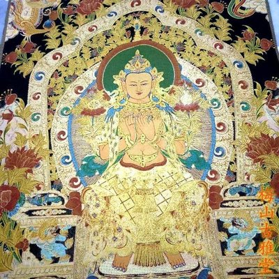 現貨熱銷-【紀念幣】西藏藏傳佛教 白度母佛像 唐卡刺繡畫 絲綢刺繡 織錦 金絲刺繡畫