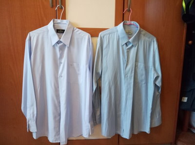 男長袖襯衫，Emilio Valentino，藍/灰藍各1，尺碼16.5，二手九成新，合購不分售200元。