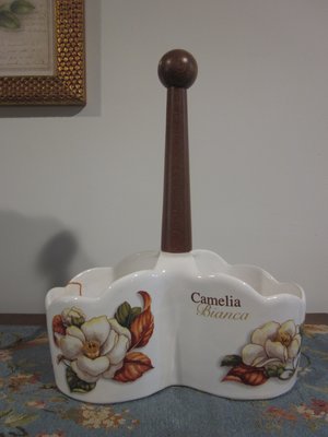 義大利進口~瓷器花卉桌上型紙杯架  置物架 調味罐架
