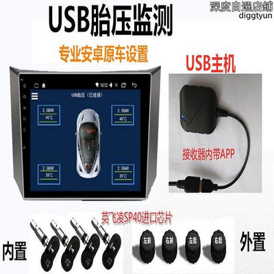 車載USB胎壓監測系統TPMS安卓胎壓監測器內置胎壓檢測
