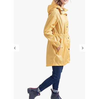 Miolla 英國品牌Joules 黃色防風防水薄款收腰好收納中長款外套