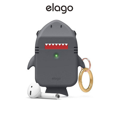 天極TJ百貨[elago] Shark Airpods 鯊魚保護殼附鑰匙圈 (適用 AirPods 1 &amp; 2)