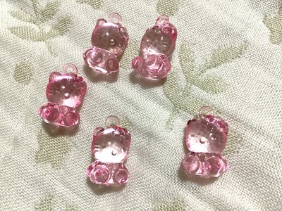 兒童串珠 創意 DIY 糖果 彩色透明 果凍色 三種顏色 可愛 貓咪珠 kitty貓掛飾 $4/顆 高26.5mm