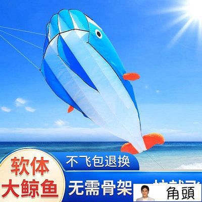 【現貨】48小時濰坊風箏 高檔軟體鯨魚風箏 大型好飛易飛成人風箏 無骨